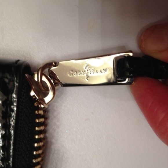 Cole Haan black patent leather wristlet wallet